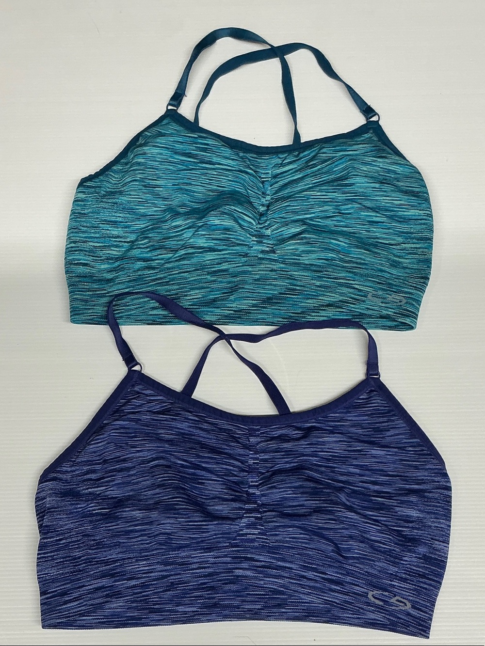 adidas Dual-Pack Seamless Sports Bralettes - Teal & Navy